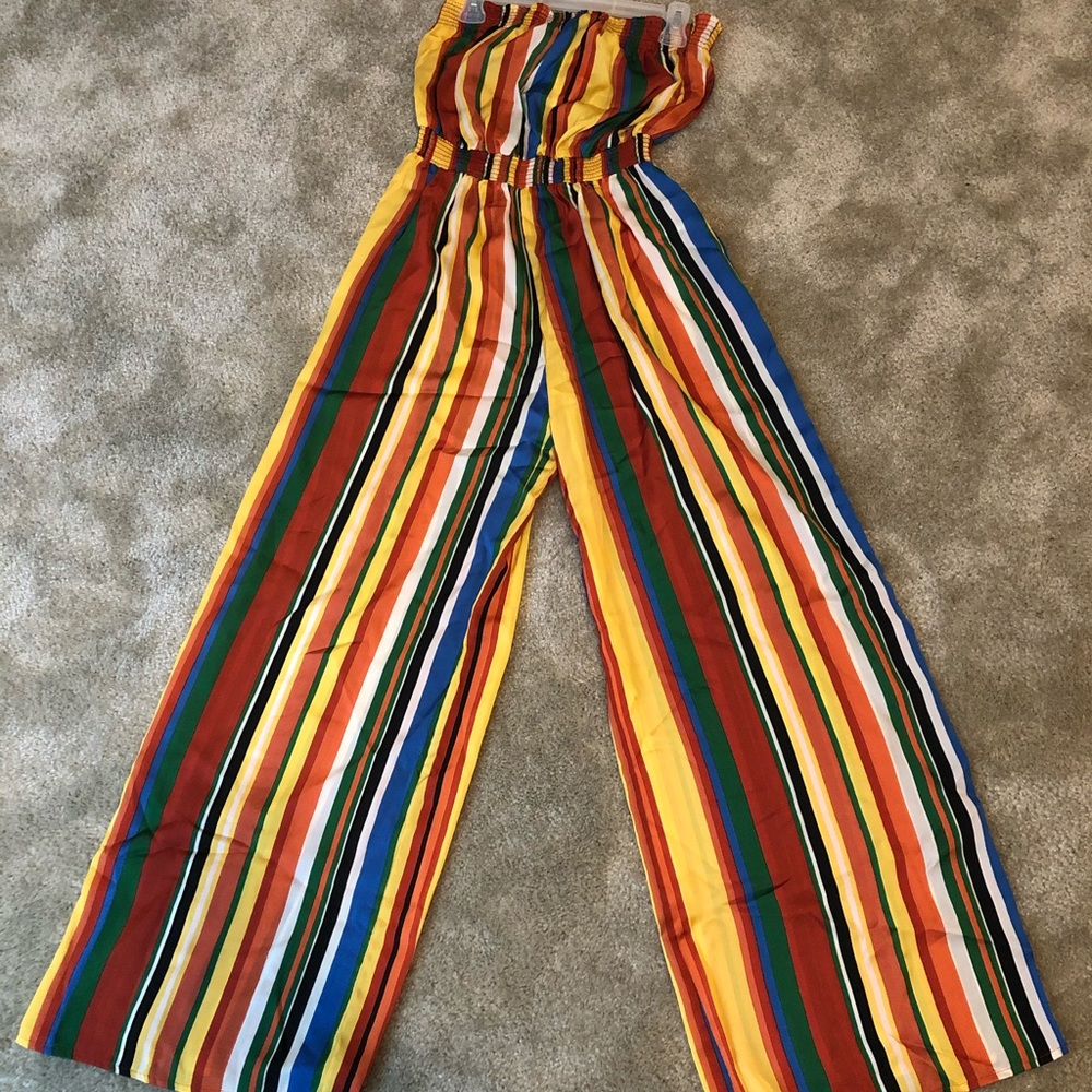 Multi colored strapless Jumpsuit